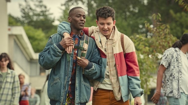 Ncuti Gatwa as Eric, Asa Butterfield as Otis in Sex Education Season 4.