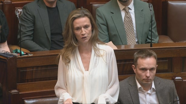 Holly Cairns, leader of the Social Democrats, speaking in the Dáil