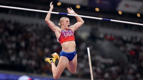 TOKYO, JAPAN - SEPTEMBER 17: Katie Moon of Team United States celebrates as she clears an attempt at 4.80 Metres during the Women's Pole Vault Final on day five of the World Athletics Championships Tokyo 2025 at National Stadium on September 17, 2025 in T