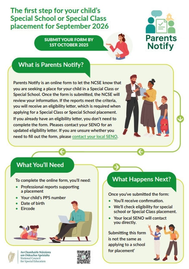 A graphic from National Council for Special Education on the Parents Notify system