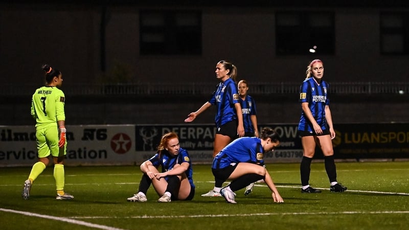 Athlone Town players react after Nicole Kozlova scores Glasgow City's second goal