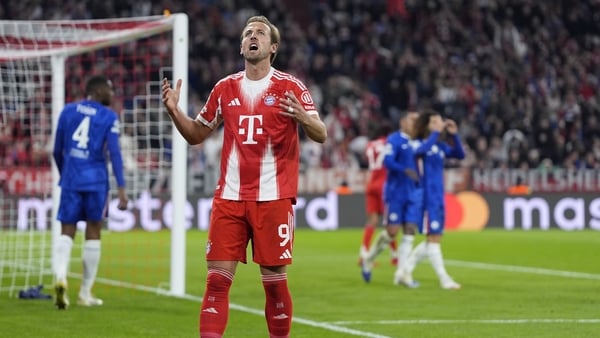 MUNICH, GERMANY - SEPTEMBER 17: Harry Kane of FC Bayern Munchen regreat during the UEFA Champions League 2025/26 League Phase MD1 match between FC Bayern München and Chelsea FC at Football Arena Munich on September 17, 2025 in Munich, Germany. (Photo by D