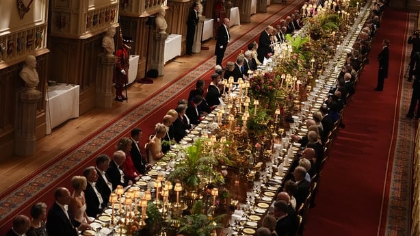 Guests attending a banquet at Windsor Castle during US President Donald Trump's state visit to Britain