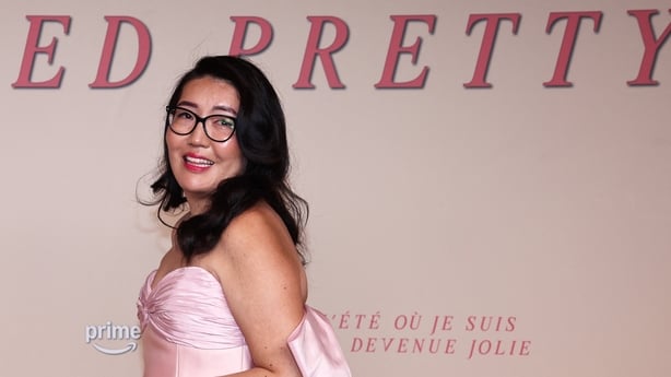 Jenny Han poses on the red carpet upon arrival for the special screening of the final episode of the series The Summer I Turned Pretty in Paris, on 17 September, 2025