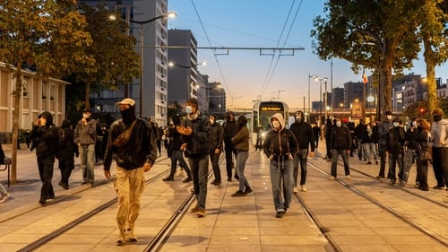 Protesters near Porte de Vincennes in Paris