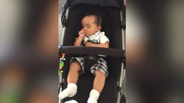 Daniel Aruebuose in pram