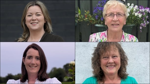 Four photos of women in a collage