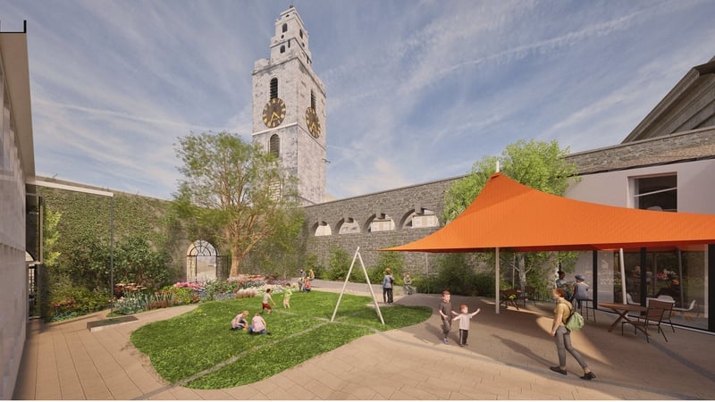 The proposed view of Butter Market courtyard garden from the Enterprise Centre (Image: City Architects Department)