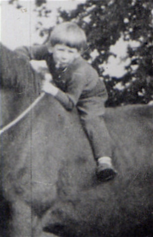 shane macgowan as a boy on a horse in Tipperary 