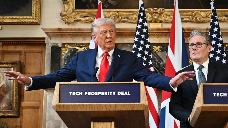 US President Donald Trump and UK Prime Minister Keir Starmer during a press conference at Chequers