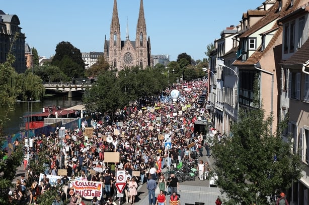 A protest in Strasbourg ahead of the announcement of the next budget in France