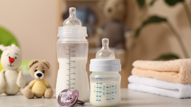 Feeding bottles with baby formula