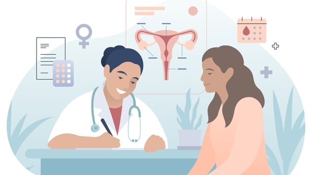 Woman consultation with gynecologist illustration