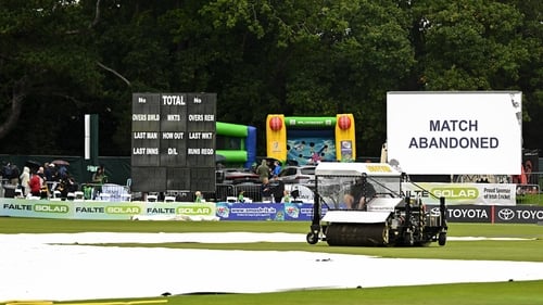 No action in the second match due to the inclement weather in north Dublin