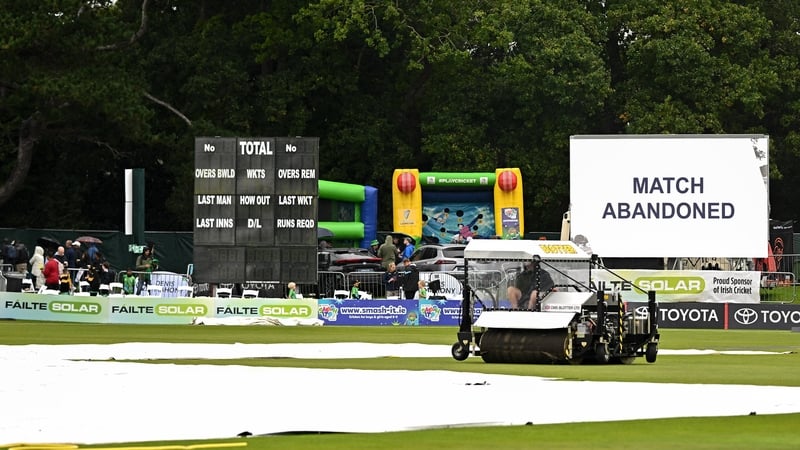 No action in the second match due to the inclement weather in north Dublin