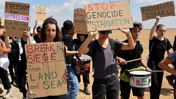 Israeli activists demonstrate along the border with Gaza calling for an end to Israel's war