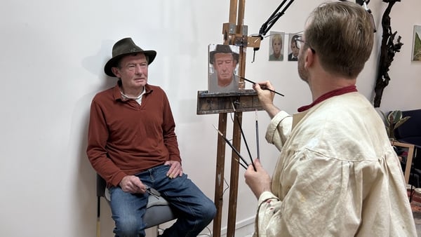Artist Conor Walton is undertaking a twelve hour portrait marathon in Baltinglass, Co Wicklow
