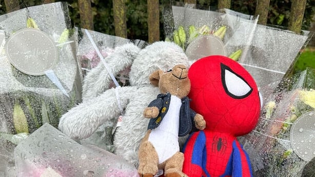 embers of the public continue to leave flowers, candles and teddy bears at the site in Donabate, north Dublin