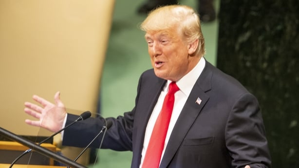 UNITED NATIONS HEADQUARTERS, NEW YORK, UNITED STATES - 2018/09/25: President of USA Donald Trump speaks at 73rd UNGA session at United Nations Headquarters. (Photo by Lev Radin/Pacific Press/LightRocket via Getty Images)