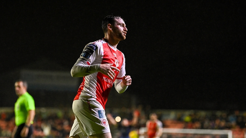 Jay McClelland reacts after plundering the equaliser for St Patrick's Athletic