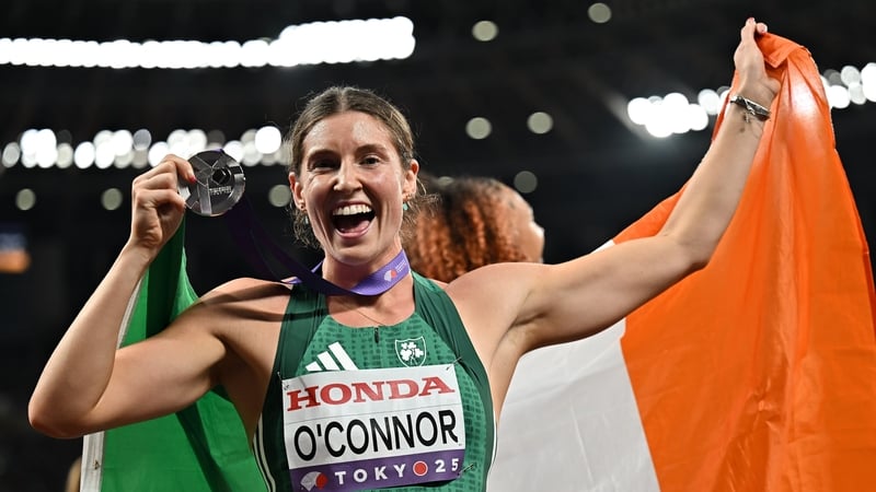 Kate O'Connor celebrates her silver medal in Tokyo