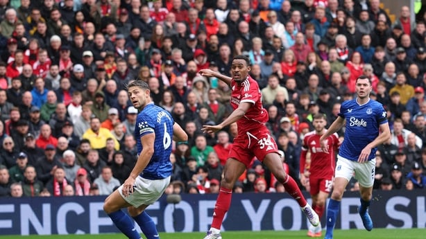 Ryan Gravenberch of Liverpool scoring against Everton in Premier League, September 2025