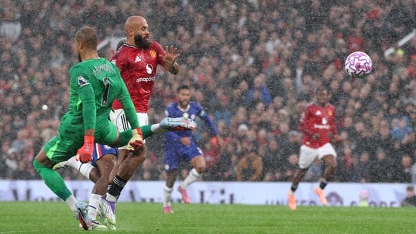 Bryan Mbeumo of Manchester United is fouled by Robert Sanchez of Chelsea resulting in a red card during the Premier League match between Manchester United and Chelsea at Old Trafford on September 20, 2025 in Manchester, England. (Photo by Alex Livesey/Ge