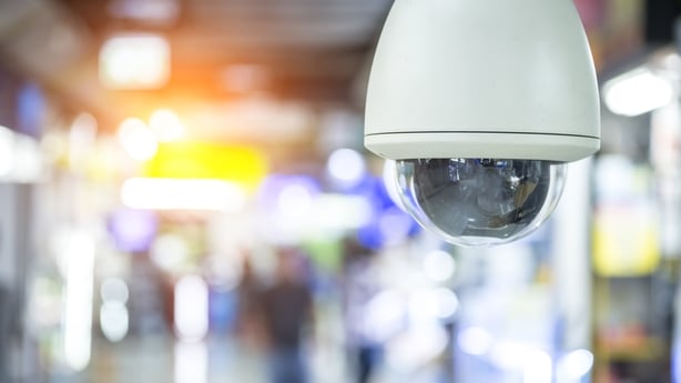 A CCTV camera in a shopping area 