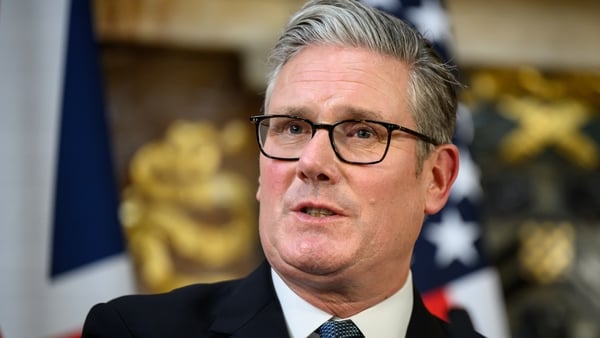 UK Prime Minister Keir Starmer talks at a press conference at Chequers