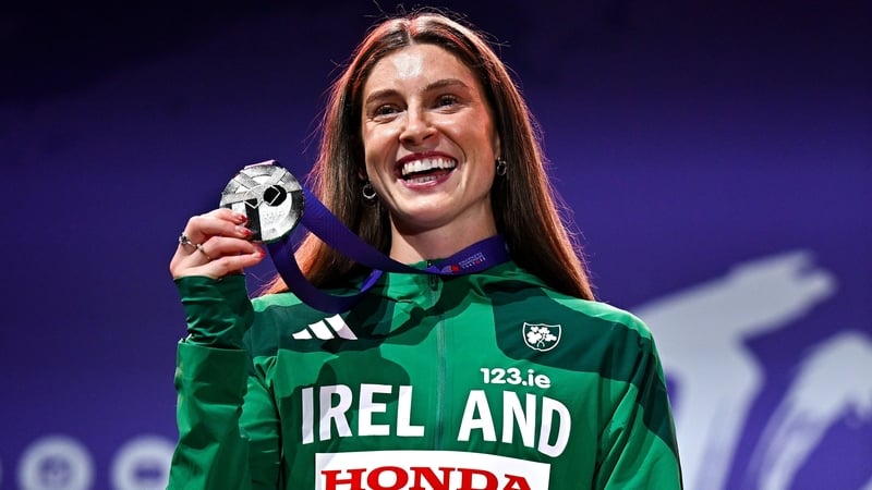 Kate O'Connor of Ireland with her women's heptathlon silver medal during the official medal presentations during day nine of the World Athletics Championships Tokyo 2025 at Japan National Stadium in Tokyo