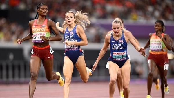 Lilian Odira of Team Kenya (L) after winning 800m at 2025 World Championships