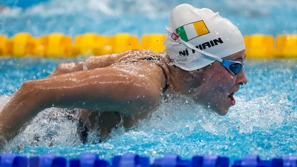 Róisín Ní Ríain of Ireland on her way to winning bronze in the Women’s 100m Butterfly S13 on day one of the Swimming Championships at the OCBC Aquatic Centre in Singapore.