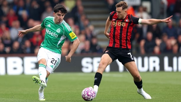 Tino Livramento of Newcastle United makes a pass whilst under pressure from David Brooks of Bournemouth - Premier League, September 2025