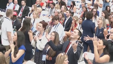 Crowds fill stadium to honour conservative activist Kirk