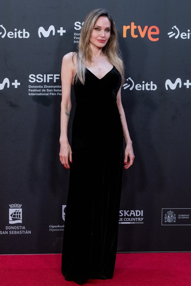 Angelina Jolie attends the Couture red carpet during the 73rd San Sebastian International Film Festival at Kursaal Palace on 21 September, 2025 in San Sebastian, Spain