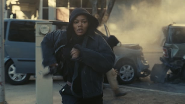 Teyana Taylor as Perfidia flees in One Battle After Another