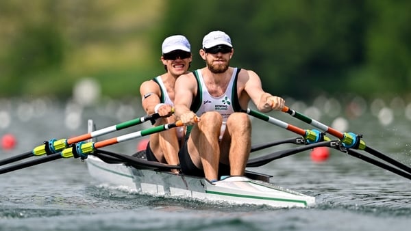 Konan Pazzaia, right, advanced in the single sculls, while Fintan McCarthy, left,