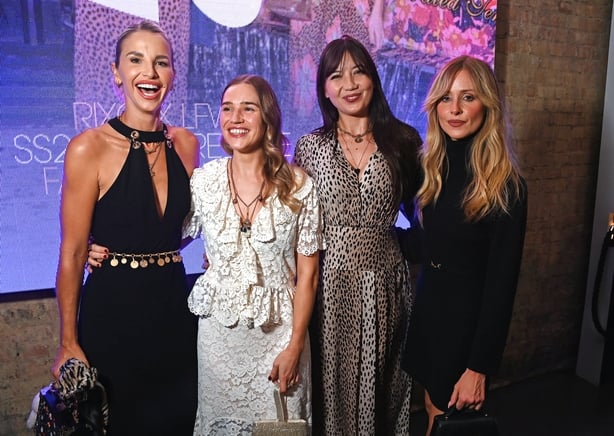 LONDON, ENGLAND - SEPTEMBER 19: (L to R) Vogue Williams, Henrietta Rix, Daisy Lowe and Diana Vickers attend the Rixo presentation during LFW September 2025 at on September 19, 2025 in London, England. (Photo by Dave Benett/Getty Images)
