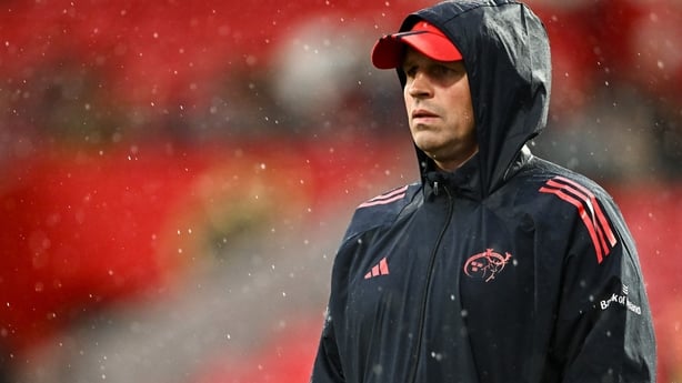 12 September 2025; Munster defence coach Denis Leamy before the pre-season friendly match between Munster and Bath at Virgin Media Park in Cork. Photo by Piaras Ó Mídheach/Sportsfile