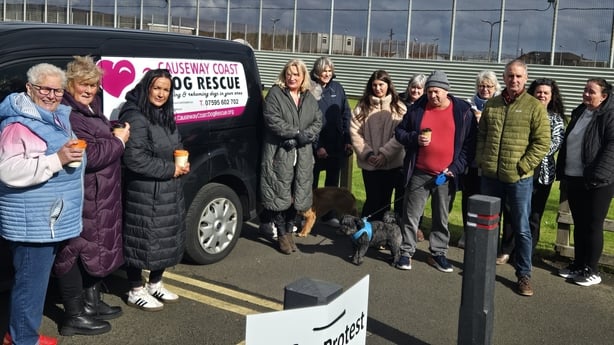 Protesters outside Magilligan Prison