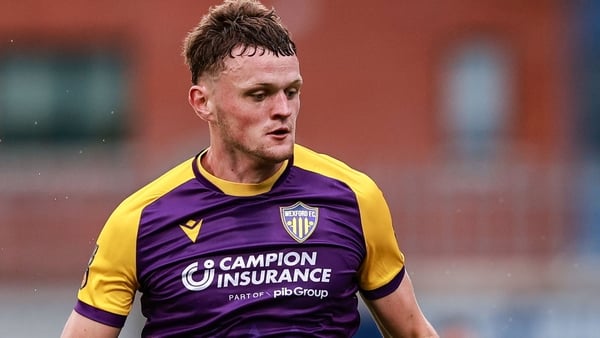 18 July 2025; John McGovern of Shamrock Rovers in action against Dean Larkin of Wexford during the Sports Direct Men’s FAI Cup second round match between Shamrock Rovers and Wexford at Tallaght Stadium in Dublin. Photo by Thomas Flinkow/Sportsfile