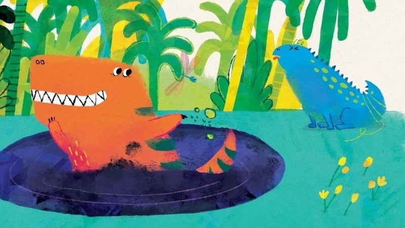 The colourful illustrations in The Lonely Only Dinosaur are by Anna Süßbauer
