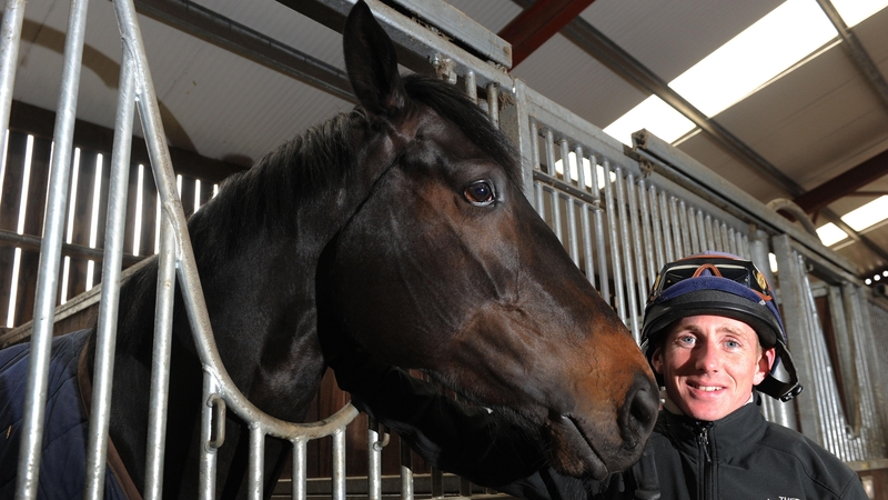 Champion jockey Paul Hanagan with Wootton Bassett, who is listed to run in the 2000 Guineas at Newmarket on April 30th, during a media day at Musley Bank Stables, Malton, North Yorkshire.