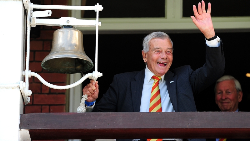 Dickie Bird ringing the bell at Lord's Cricket Ground in 2015