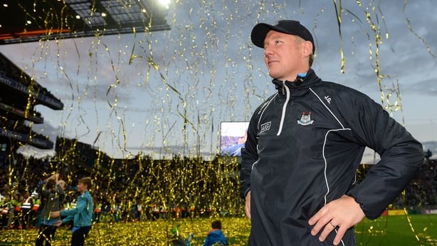 1 October 2016; Dublin manager Jim Gavin looks on as the streamers fall following the GAA Football All-Ireland Senior Championship Final Replay match between Dublin and Mayo at Croke Park in Dublin. Photo by Cody Glenn/Sportsfile