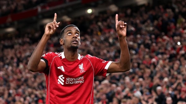 Alexander Isak of Liverpool celebrates scoring his team's first goal during the Carabao Cup Third Round match between Liverpool and Southampton at Anfield on September 23, 2025 in Liverpool, England