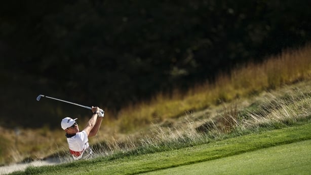 FARMINGDALE, NEW YORK - SEPTEMBER 22: Ben Griffin of Team United States plays a shot from a bunker on the ninth hole during a practice round prior to the Ryder Cup 2025 at Black Course at Bethpage State Park Golf Course on September 22, 2025 in Farmingdale, New York. (Photo by Jared C. Tilton/Getty 