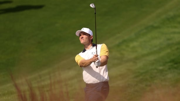FARMINGDALE, NEW YORK - SEPTEMBER 23: Rasmus Hojgaard of Team Europe plays a shot on the sixth hole prior to the Ryder Cup 2025 at Black Course at Bethpage State Park Golf Course on September 23, 2025 in Farmingdale, New York. (Photo by Michael Reaves/PGA of America/PGA of America via Getty Images)
