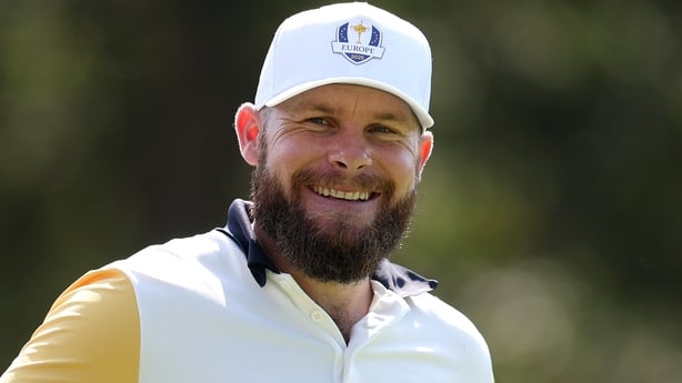 FARMINGDALE, NEW YORK - SEPTEMBER 23: Tyrrell Hatton of Team Europe looks on while playing a practice round prior to the Ryder Cup 2025 at Black Course at Bethpage State Park Golf Course on September 23, 2025 in Farmingdale, New York. (Photo by Andrew Redington/Getty Images)