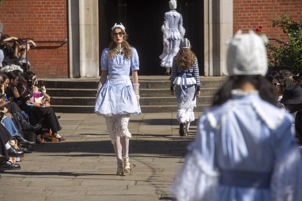 Models on the catwalk at the Bora Aksu show at St Paul's Church, Covent Garden, London, during London Fashion Week. Picture date: Friday September 19, 2025.